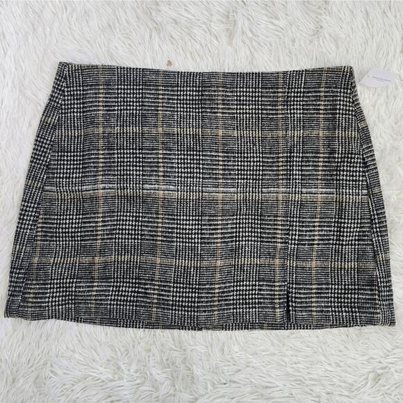 American Eagle NWT Gray And Brown Plaid Hi-Rise Mini Skirt 10 - Picture 16 of 16